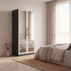 Harley 2 Door 90cm Full Mirrored Wardrobe - Cashmere & Anthracite Grey - FurniComp