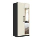 Harley 2 Door 90cm Mirrored Wardrobe - Cashmere & Anthracite Grey - FurniComp