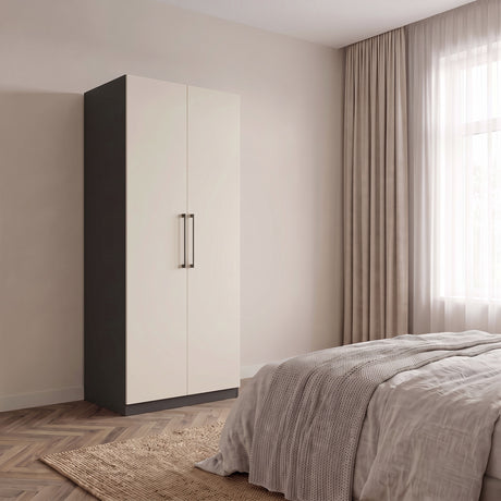 Harley 2 Door 90cm Wardrobe - Cashmere & Anthracite Grey - FurniComp