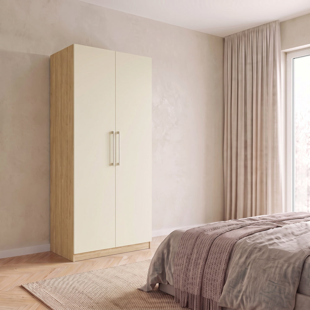 Harley 2 Door 90cm Wardrobe - Cashmere & Oak - FurniComp