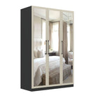 Harley 3 Door 140cm Full Mirrored Wardrobe - Cashmere & Anthracite Grey - FurniComp