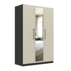 Harley 3 Door 140cm Mirrored Wardrobe - Cashmere & Anthracite Grey - FurniComp
