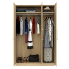 Harley 3 Door 140cm Full Mirrored Wardrobe - Cashmere & Oak - FurniComp