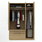 Harley 3 Door 3 Drawer 140cm Mirrored Wardrobe - Cashmere & Oak - FurniComp