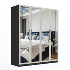 Harley 4 Door 180cm Full Mirrored Wardrobe - Cashmere & Anthracite Grey - FurniComp