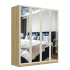 Harley 4 Door 180cm Full Mirrored Wardrobe - Cashmere & Oak - FurniComp