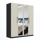 Harley 4 Door 180cm Mirrored Wardrobe - Cashmere & Anthracite Grey - FurniComp
