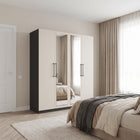 Harley 4 Door 180cm Mirrored Wardrobe - Cashmere & Anthracite Grey - FurniComp