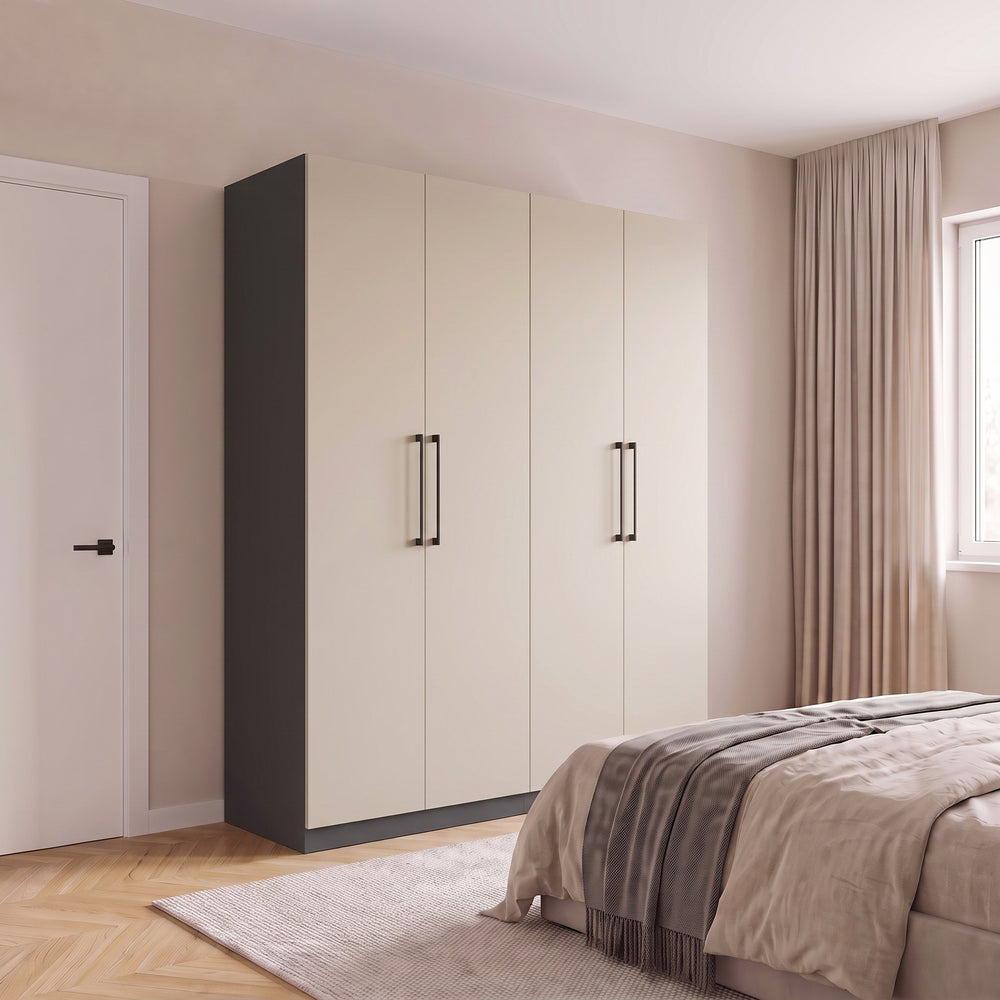 Harley 4 Door 180cm Wardrobe - Cashmere & Anthracite Grey - FurniComp