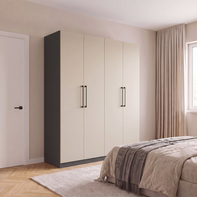 Harley 4 Door 180cm Wardrobe - Cashmere & Anthracite Grey - FurniComp
