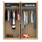 Harley 4 Door 180cm Wardrobe - Cashmere & Oak - FurniComp