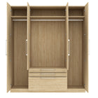 Harley 4 Door 3 drawer 180cm Mirrored Wardrobe - Cashmere & Oak - FurniComp
