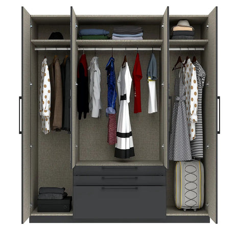 Harley 4 Door 3 drawer 180cm Wardrobe - Anthracite Grey - FurniComp