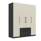 Harley 4 Door 3 drawer 180cm Wardrobe - Cashmere & Anthracite Grey - FurniComp