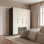 Harley 4 Door 3 drawer 180cm Wardrobe - Cashmere & Anthracite Grey - FurniComp