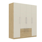 Harley 4 Door 3 drawer 180cm Wardrobe - Cashmere & Oak - FurniComp