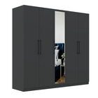 Harley 5 Door 230cm Mirrored Wardrobe - Anthracite Grey - FurniComp