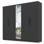 Harley 5 Door 230cm Mirrored Wardrobe - Anthracite Grey - FurniComp