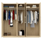 Harley 5 Door 230cm Mirrored Wardrobe - Cashmere & Oak - FurniComp