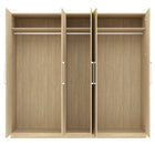 Harley 5 Door 230cm Mirrored Wardrobe - Cashmere & Oak - FurniComp