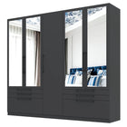 Harley 5 Door 6 Drawer 230cm Mirrored Wardrobe - Anthracite Grey - FurniComp