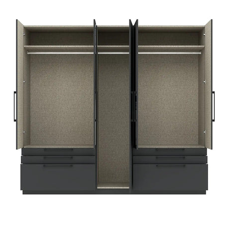 Harley 5 Door 6 Drawer 230cm Mirrored Wardrobe - Anthracite Grey - FurniComp