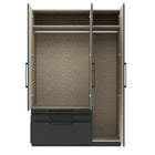 Harley 3 Door 3 Drawer 140cm Mirrored Wardrobe - Cashmere & Anthracite Grey - FurniComp