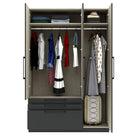 Harley 3 Door 3 Drawer 140cm Mirrored Wardrobe - Cashmere & Anthracite Grey - FurniComp
