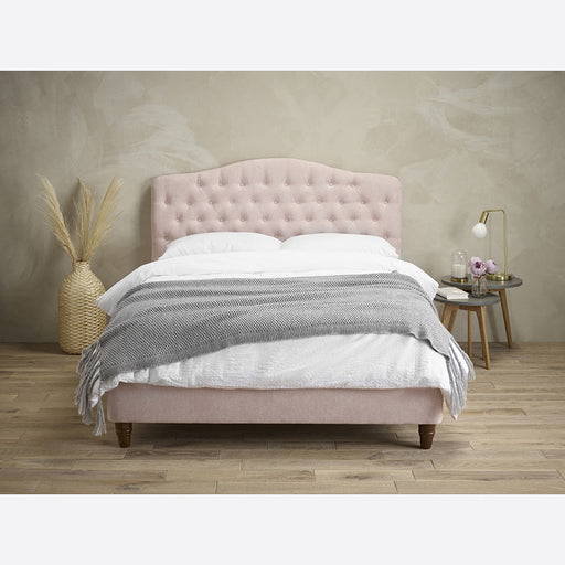 Hazel Pink Chenille Fabric Bed Frame - FurniComp