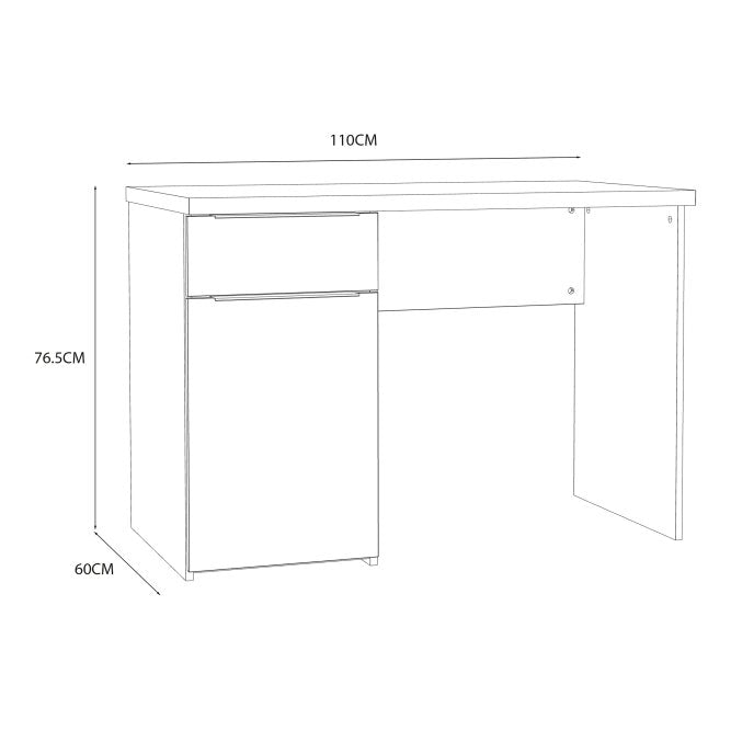 Iris 1 Door 1 Drawer Home Office Desk in Oak - FurniComp