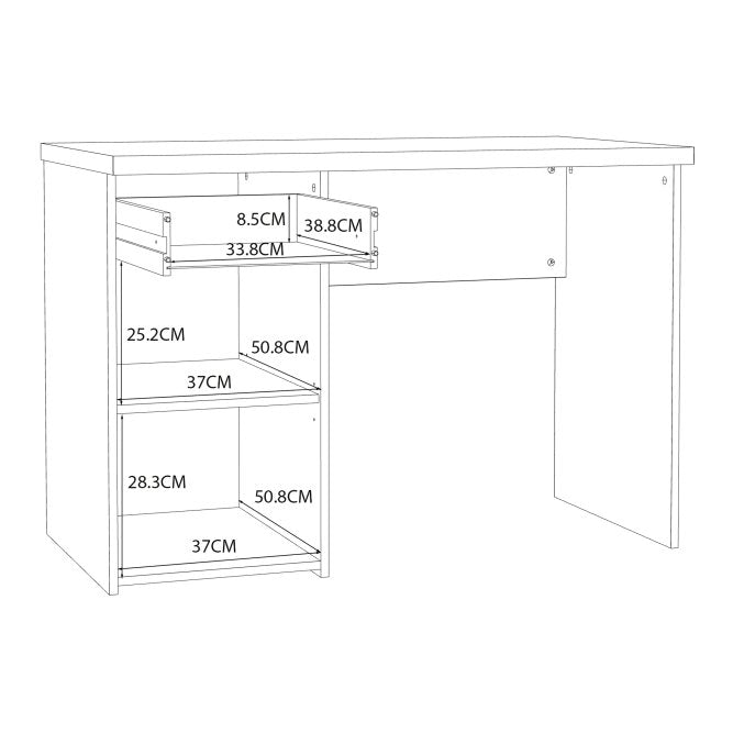 Iris 1 Door 1 Drawer Home Office Desk in Oak - FurniComp
