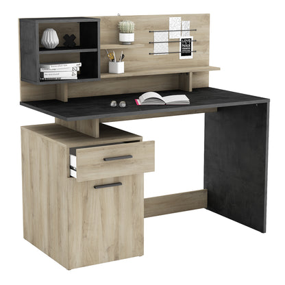 Jade 1 Door 1 Drawer Black and Oak Office Desk - FurniComp