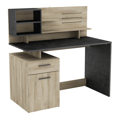 Jade 1 Door 1 Drawer Black and Oak Office Desk - FurniComp