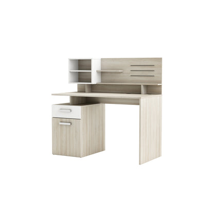 Jade 1 Door 1 Drawer Matt White and Shannon Oak Office Desk - FurniComp