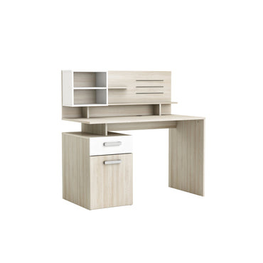 Jade 1 Door 1 Drawer Matt White and Shannon Oak Office Desk - FurniComp