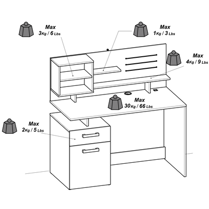 Jade 1 Door 1 Drawer Black and Oak Office Desk - FurniComp