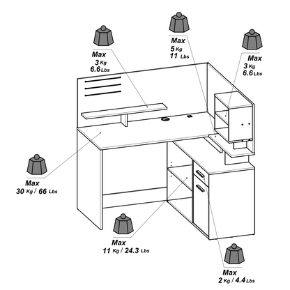 Jade 1 Door 1 Drawer White and Oak L Shaped Corner Office Desk with Hutch - FurniComp