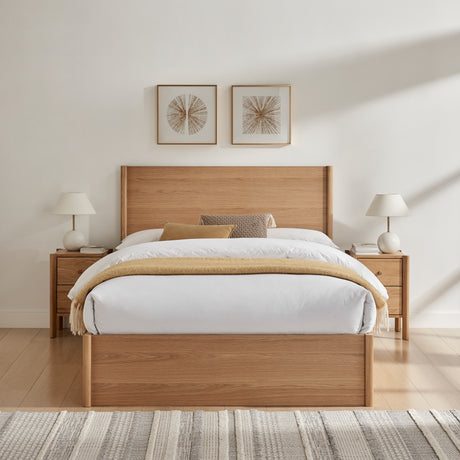 Theo Wooden Oak Storage Bed Frame - FurniComp