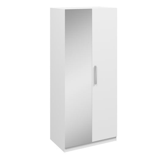 Joy 2 Door High Gloss White Mirrored Wardrobe - FurniComp