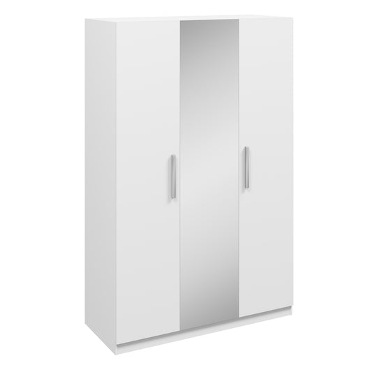 Joy 3 Door High Gloss White Mirrored Wardrobe - FurniComp