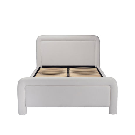 Jude White Fabric Bed Frame - FurniComp