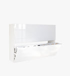 Kompact 2 Tier 100cm White Gloss Shoe Cabinet with Flap Door - FurniComp
