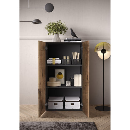 Kompact Black and Pero Oak 2 Door Storage Cupboard/Filing Cabinet - FurniComp