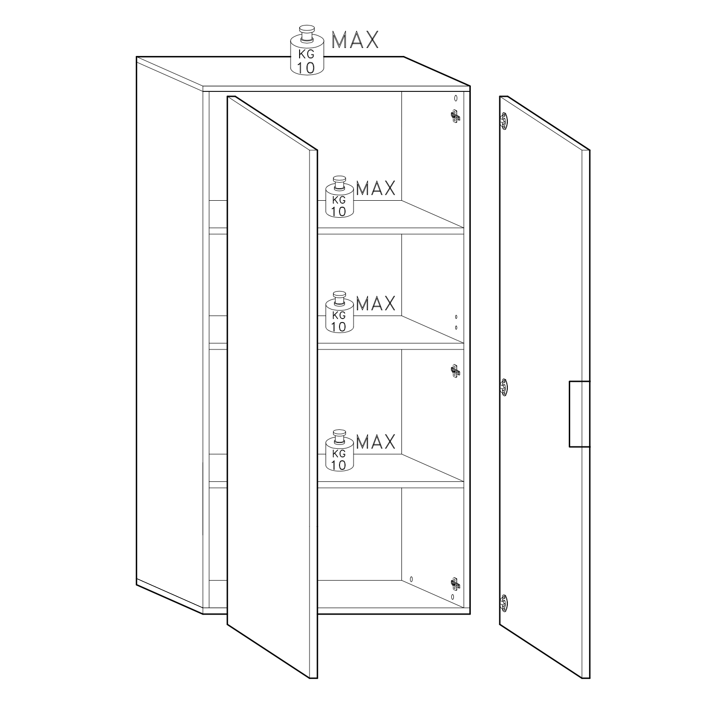 Kompact Black and Pero Oak Tall 2 Door Storage Cupboard/Filing Cabinet - FurniComp