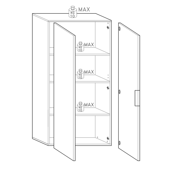 Kompact Black and Pero Oak Tall 2 Door Storage Cupboard/Filing Cabinet - FurniComp