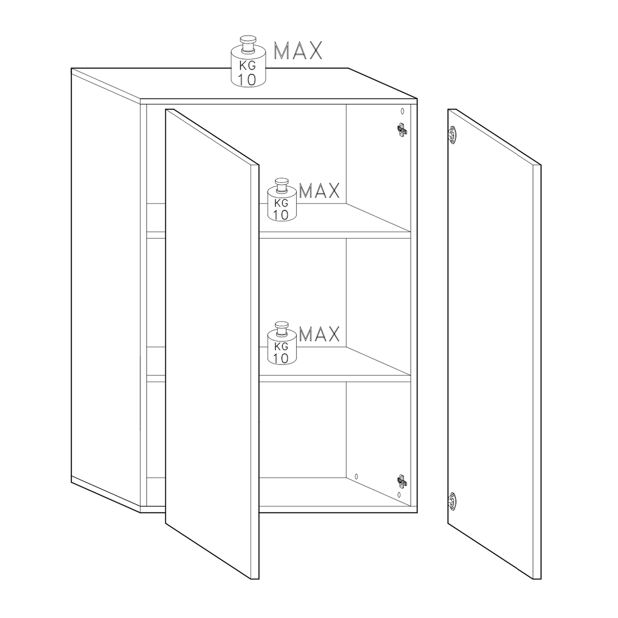 Kompact White Gloss 2 Door Storage Cupboard/Filing Cabinet - FurniComp