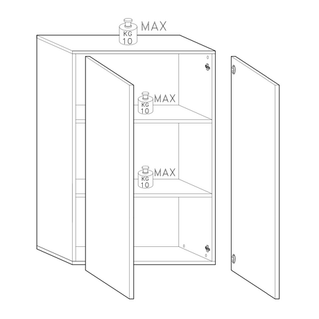 Kompact White Gloss 2 Door Storage Cupboard/Filing Cabinet - FurniComp