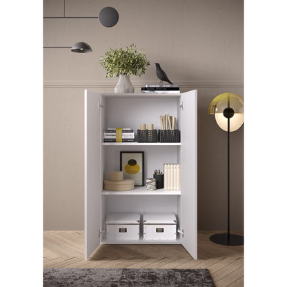 Kompact White Gloss 2 Door Storage Cupboard/Filing Cabinet - FurniComp