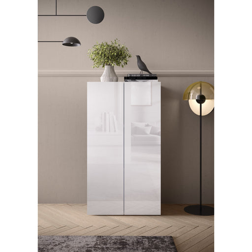 Kompact White Gloss 2 Door Storage Cupboard/Filing Cabinet - FurniComp