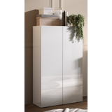 Kompact White Gloss 2 Door Storage Cupboard/Filing Cabinet - FurniComp